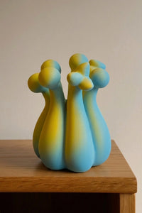 TAOTAO STUDIO Crown of Mud ribbed gourd vase for home decor, featuring a textured mud finish and elegant rounded shape.