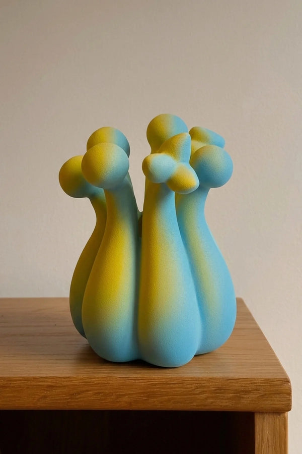TAOTAO STUDIO Crown of Mud ribbed gourd vase for home decor, featuring a textured mud finish and elegant rounded shape.