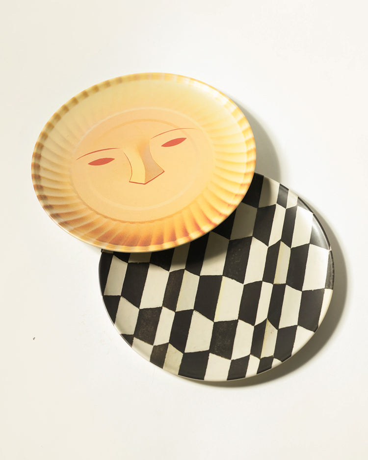 Face & Checkerboard Bamboo Fiber Plate - TRLab Shop