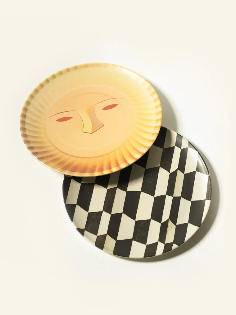 Face & Checkerboard Bamboo Fiber Plate - TRLab Shop