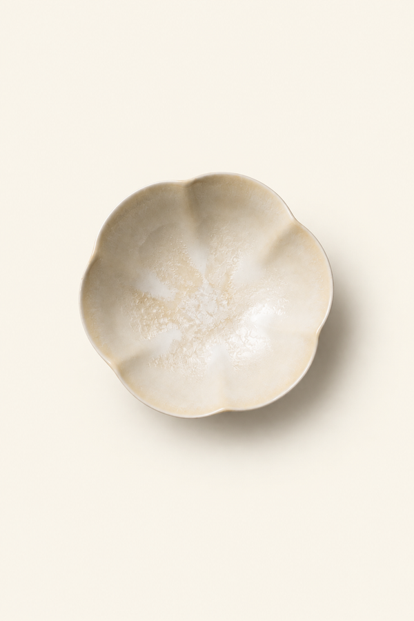 Frost Bloom Blue-Cream Ceramic Serving Bowl