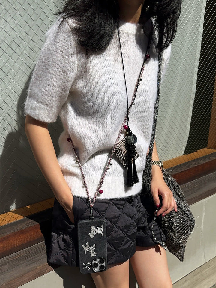 Berry & Silver Dot Twist Phone Strap