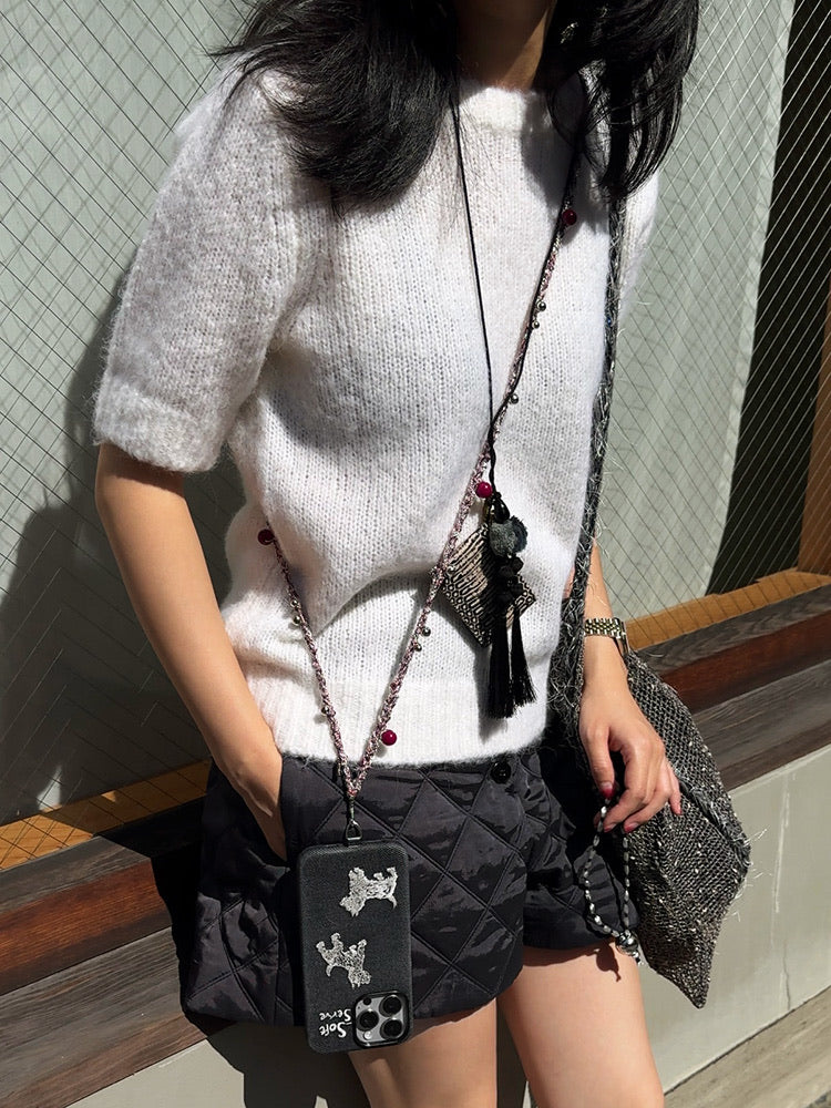 Berry & Silver Dot Twist Phone Strap - TRLab Shop
