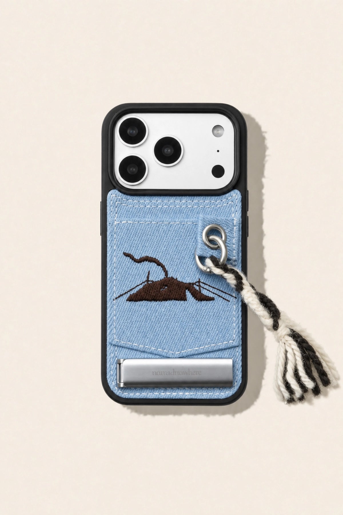 Embroidery tent phone case by TRLab Shop, featuring colorful embroidered design on durable protective cover.