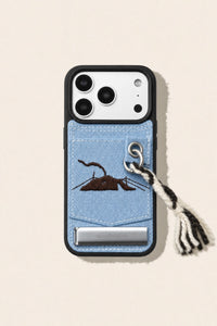 Embroidery tent phone case by TRLab Shop, featuring colorful embroidered design on durable protective cover.