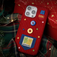 Red striped plush fabric phone case from TRLab Shop, soft textured cover with colorful striped pattern for smartphones.