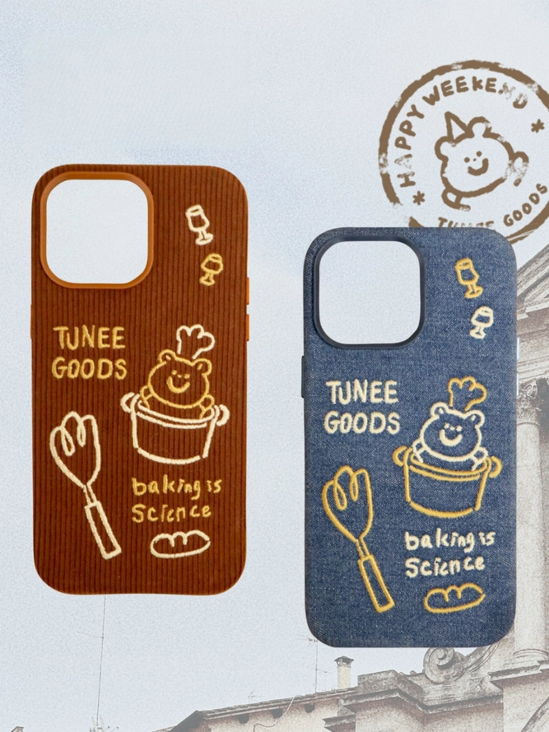 Embroidered Chef Bear phone case by TRLab Shop featuring a cute bear design on a protective phone cover.