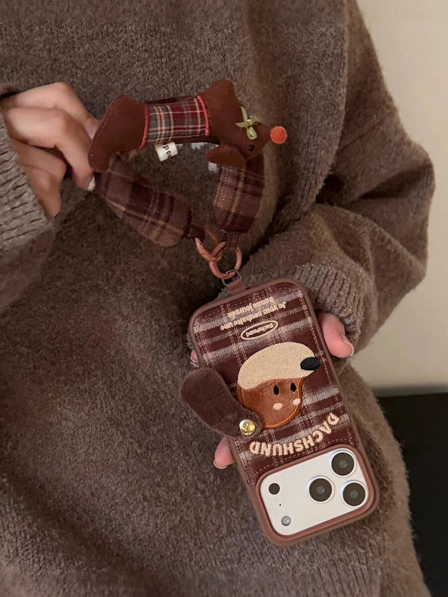 Big Ear Puppy Embroidered Phone Case