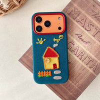 Embroidered house phone case from TRLab Shop with detailed floral embroidery and protective design for smartphones.
