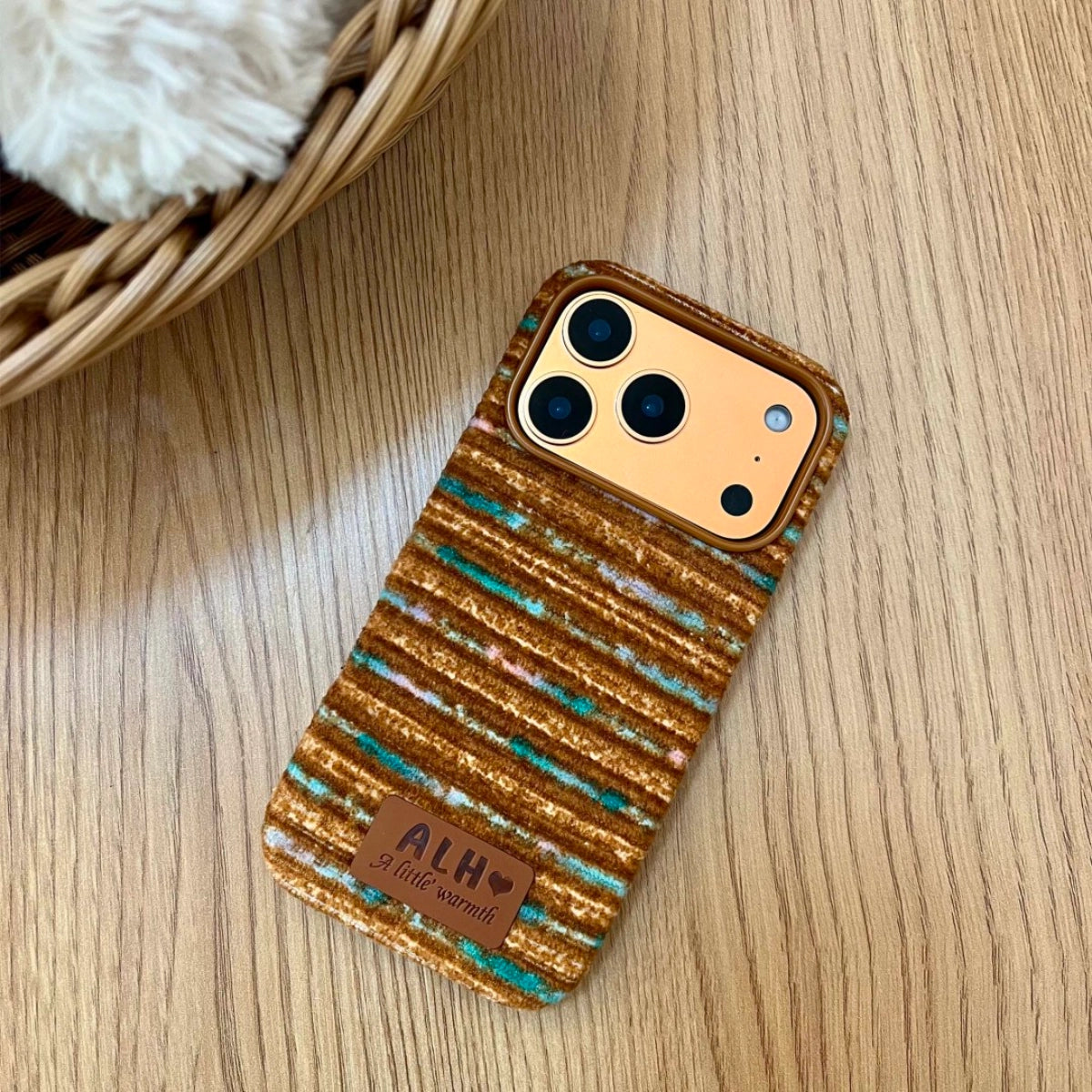Striped corduroy phone case by TRLab Shop with colorful vertical stripes, designed to protect and style your smartphone.