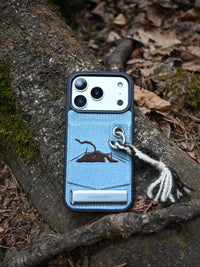 Embroidered tent phone case by TRLab Shop with colorful embroidered design, slim protective cover for smartphone.