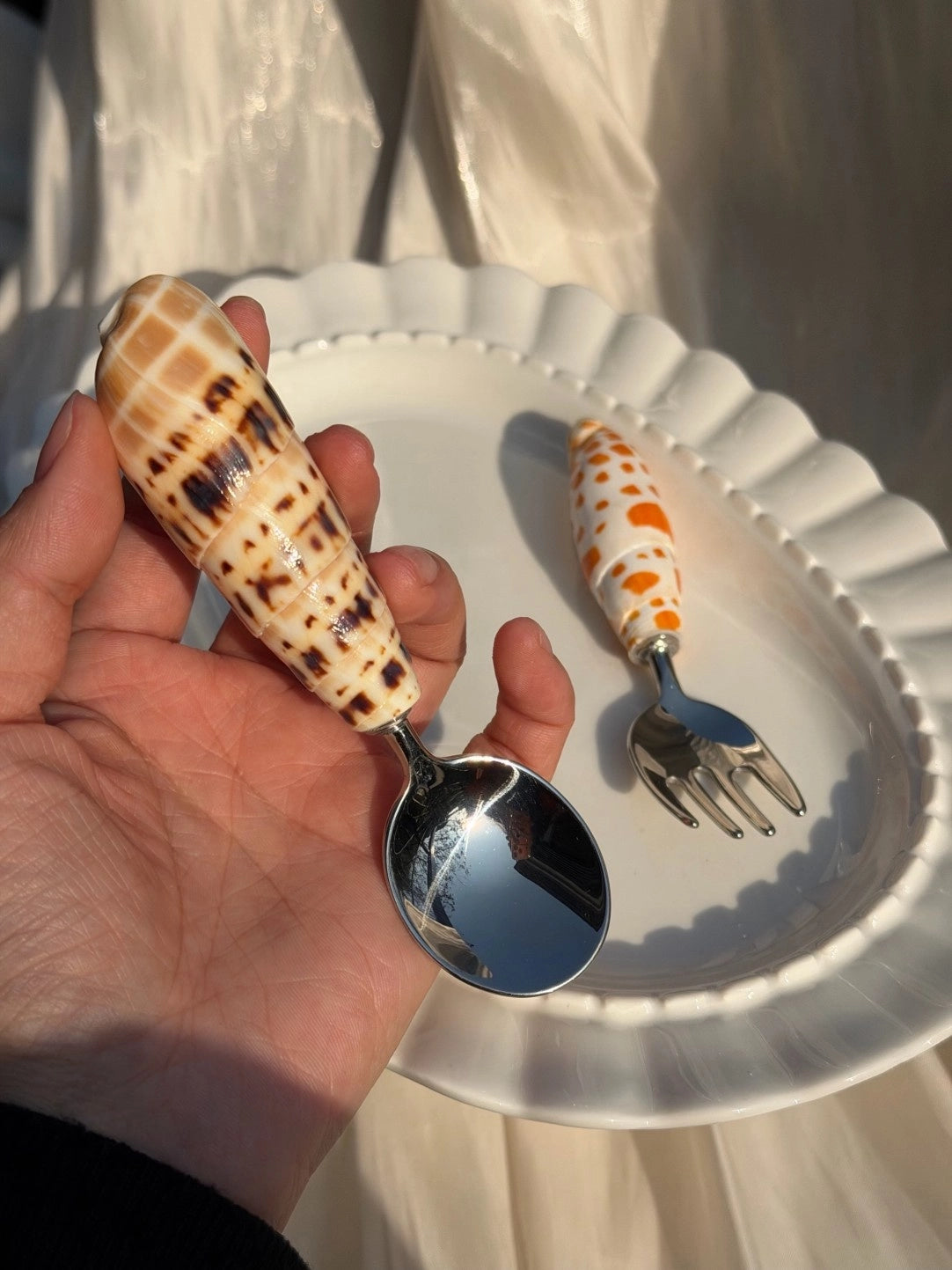 Natural Conch Stainless Steel Spoon & Fork - TRLab Shop