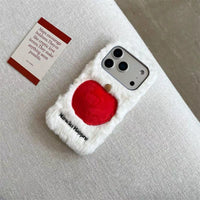 Soft plush embroidered apple phone case by TRLab Shop, featuring colorful apple design on a protective smartphone cover.
