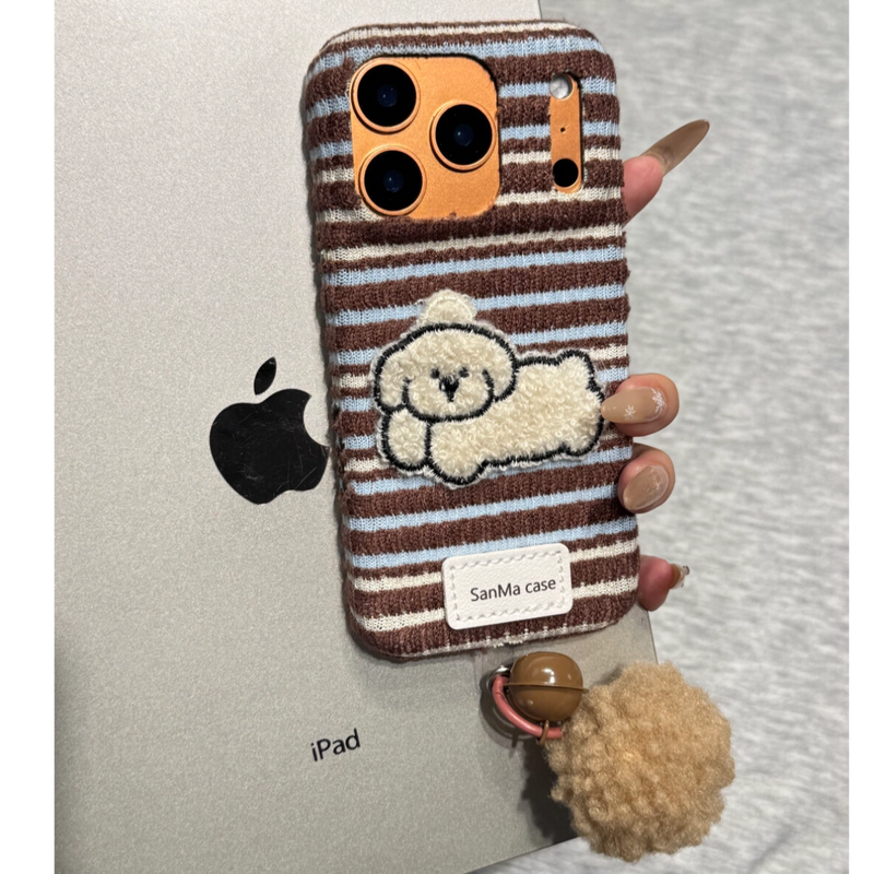 Terry Puppy embroidered phone case by TRLab Shop featuring a cute puppy design on a protective accessory for smartphones.