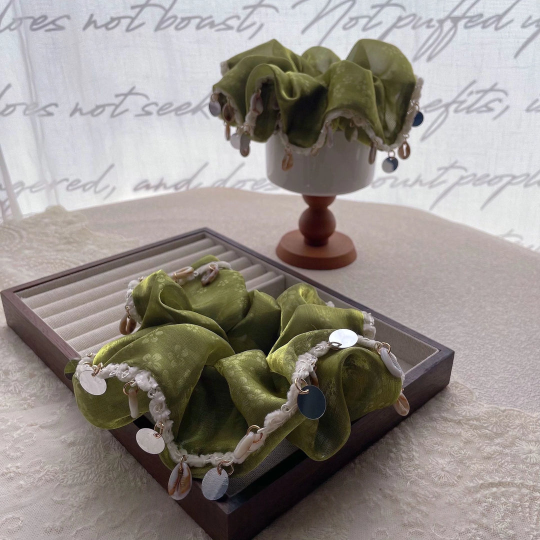 Green Sea Breeze Wavy Hem Scrunchie - TRLab Shop