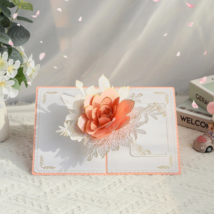 Rose 3D Pop Up Paper Art Greeting Card