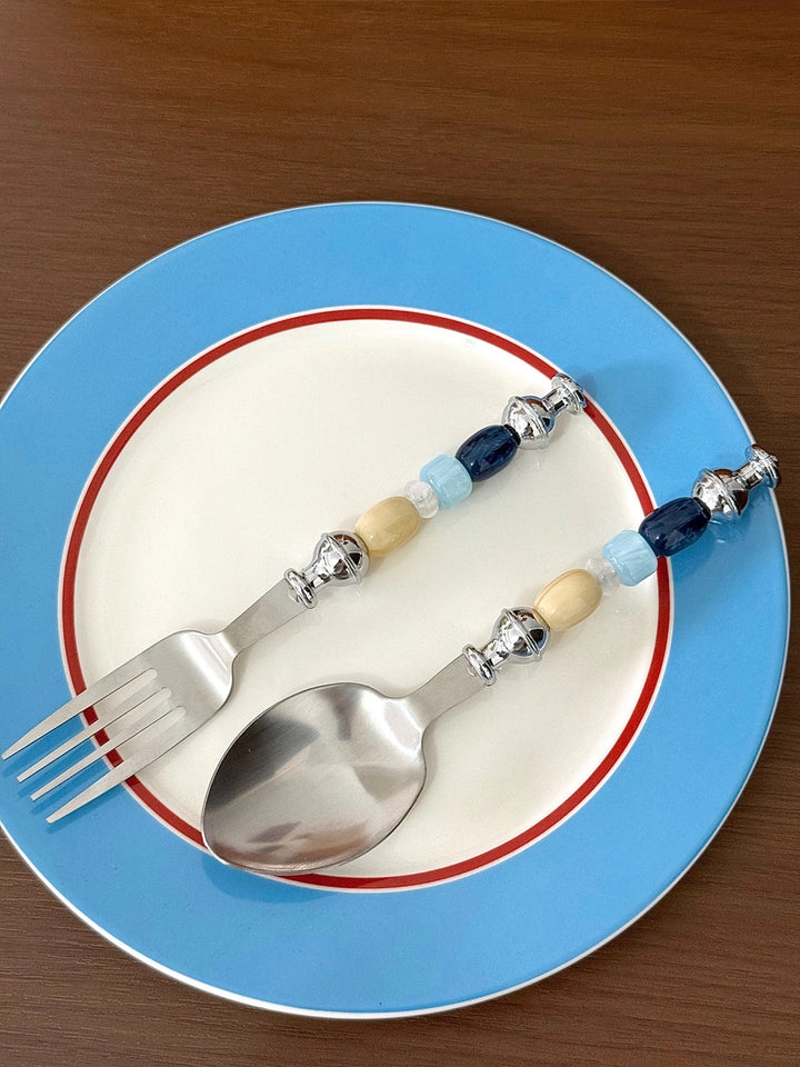 Monet Oil Paintings Beads Stainless Steel Spoon & Fork