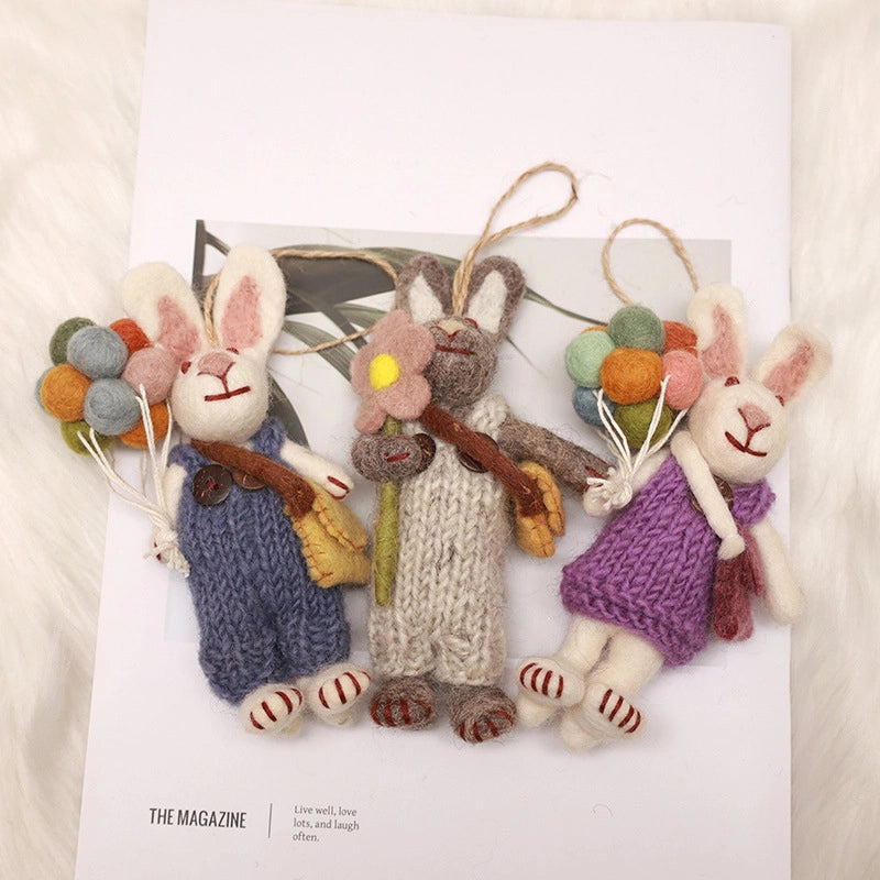 Felted Rabbits Charm