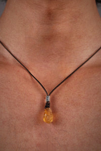 Brazilian Citrine Leather Cord Necklace