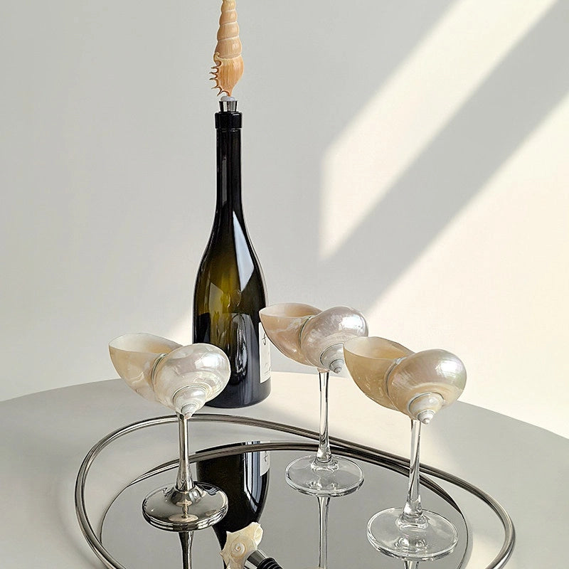 Silver & Green Conch Wine Glass