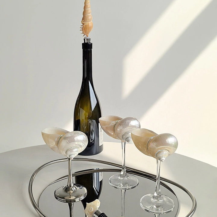 Silver & Green Conch Wine Glass