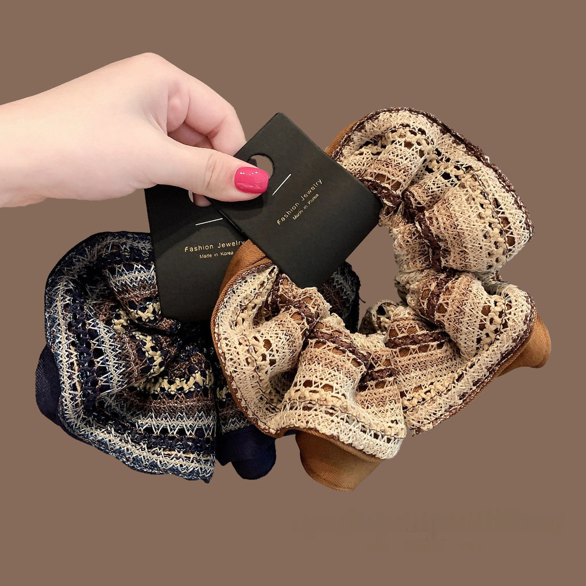 Café au Lait Lace Wavy Hem Scrunchie - TRLab Shop