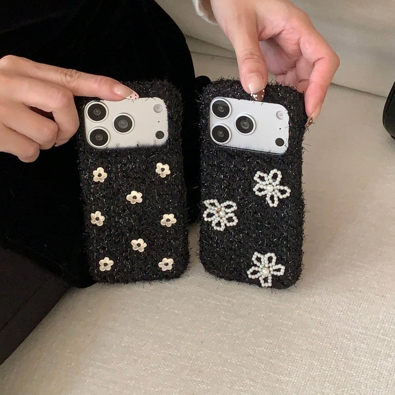 Tweed Beaded Flower Phone Case - TRLab Shop