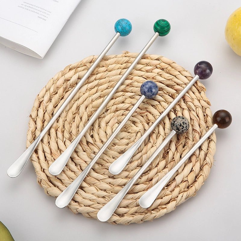 Natural Jade Stirring Spoon & Fruit Fork