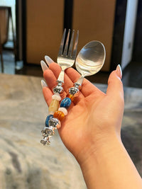 Abyssal Amber Beads Stainless Steel Spoon & Fork