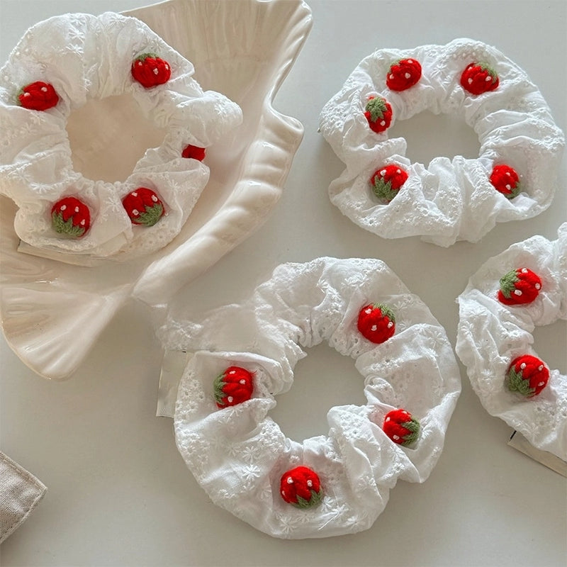 Strawberry Cream Cake Wavy Hem Scrunchie - TRLab Shop