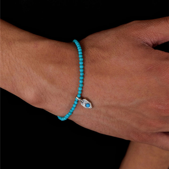 Tibetan-Style Turquoise Round Bead Bracelet