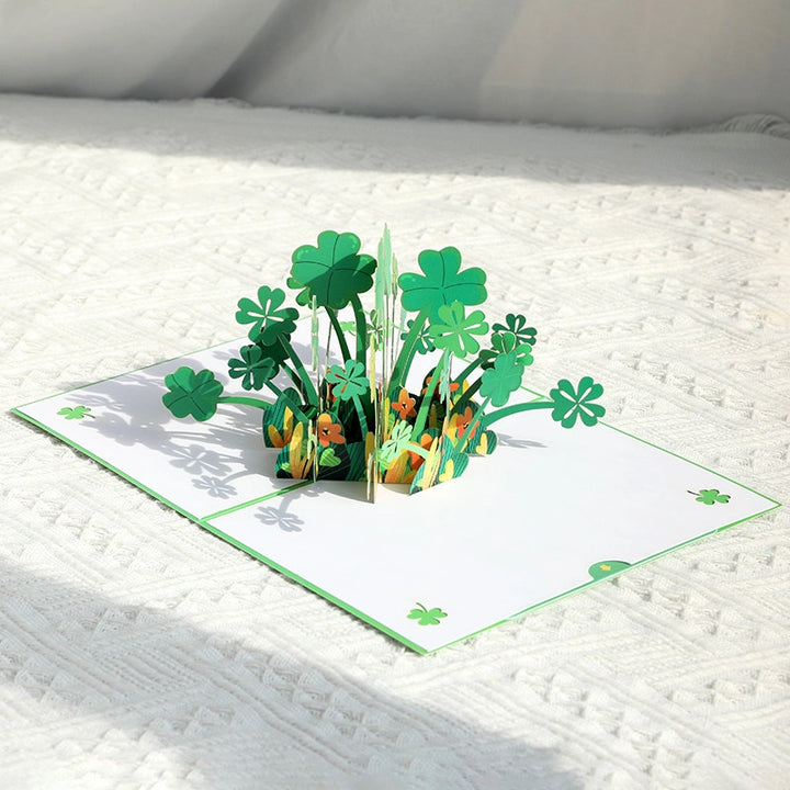 Lucky Four-Leaf Clover 3D Pop Up Paper Art Greeting Card