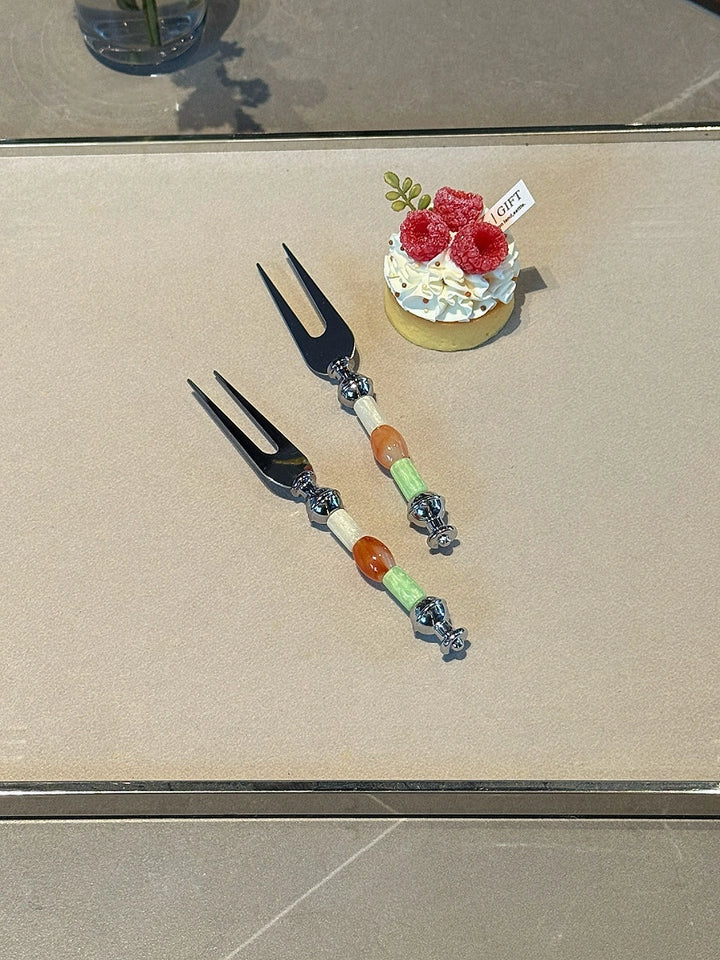 Amber Lime Beads Fruit Fork