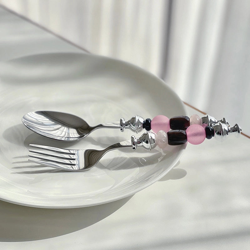 Monet Oil Paintings Beads Stainless Steel Spoon & Fork - TRLab Shop