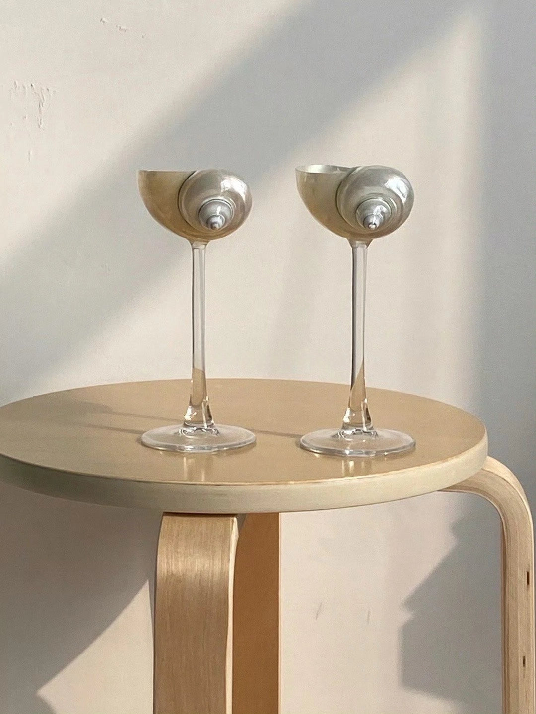 Silver & Green Conch Wine Glass