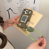 Embroidered tulip design on TRLab Shop phone case, protective cover with colorful floral embroidery for smartphones.
