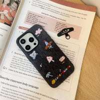 Embroidered animal phone case by TRLab Shop featuring colorful stitched animal design on durable fabric.