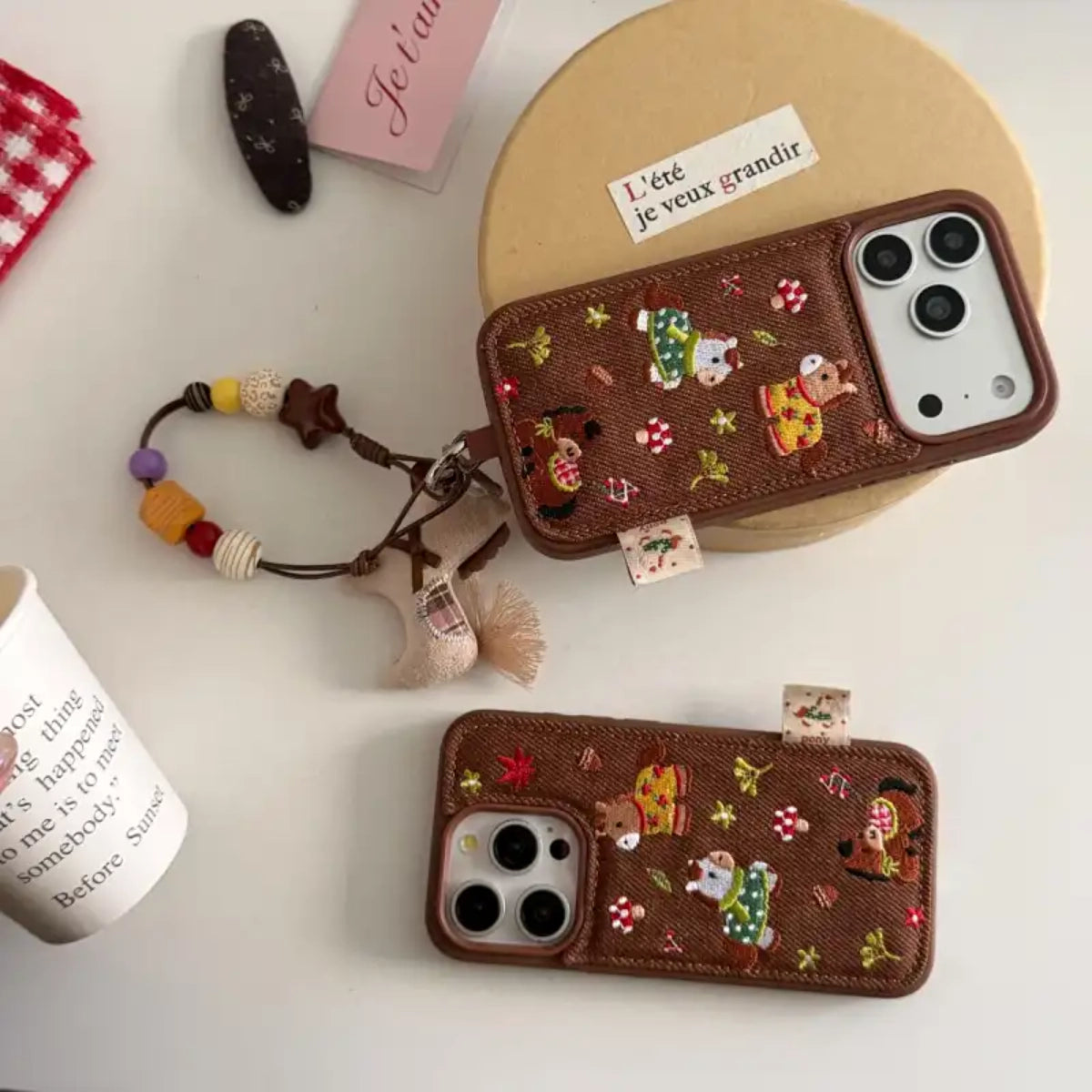 Embroidery pony phone case by TRLab Shop featuring colorful stitched pony design on durable protective cover.