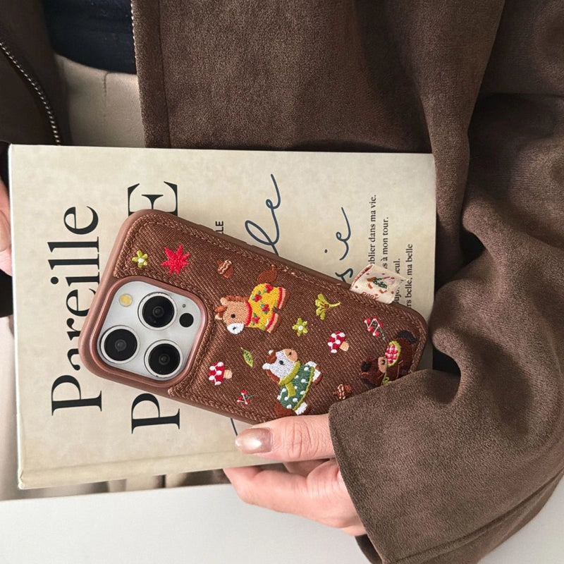 Embroidery pony design on TRLab Shop phone case featuring colorful stitched horse image on a protective cover.