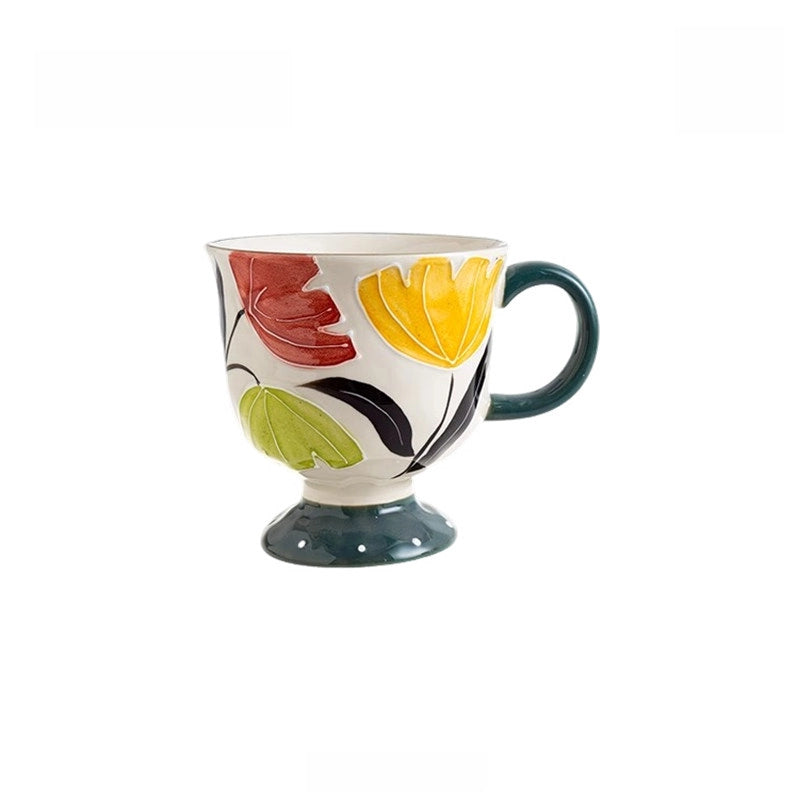 Floral Wildness Embossed Ceramic Cup