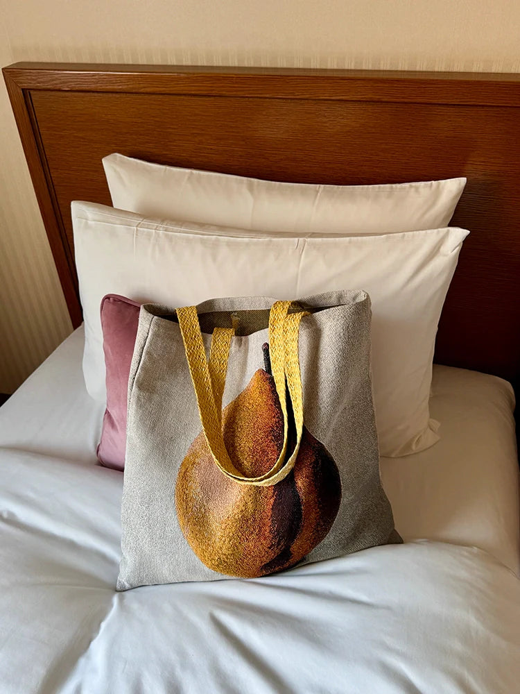 Pear & Grapes Oil Painting Tote Bag - TRLab Shop