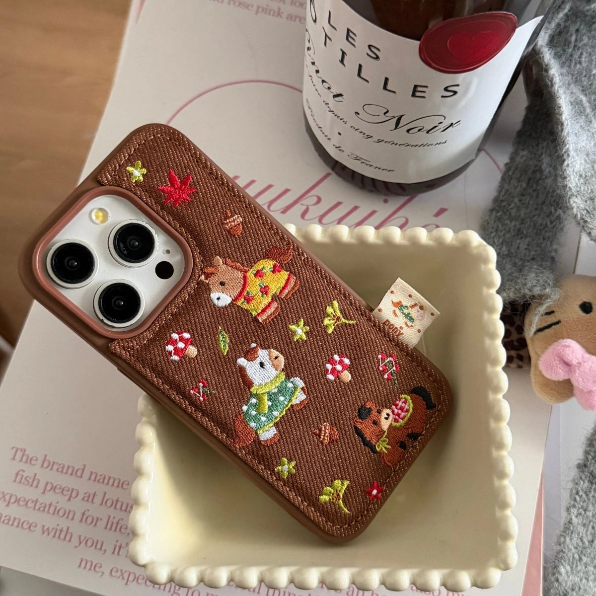 Embroidered pony phone case by TRLab Shop featuring colorful horse design on durable protective cover.