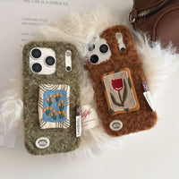 Embroidered tulip design phone case from TRLab Shop, featuring colorful floral embroidery on a protective smartphone cover.