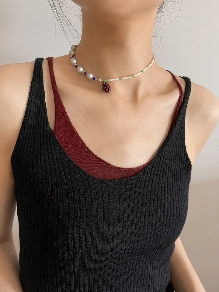 Sorbet Grapes Beaded Necklace