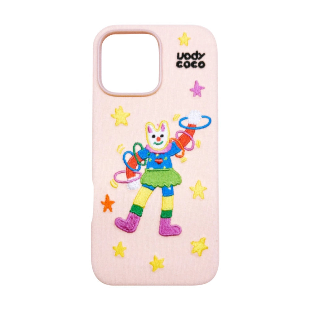Cute fairy tale embroidered phone case by TRLab Shop with colorful fairy design and intricate embroidery on durable material.