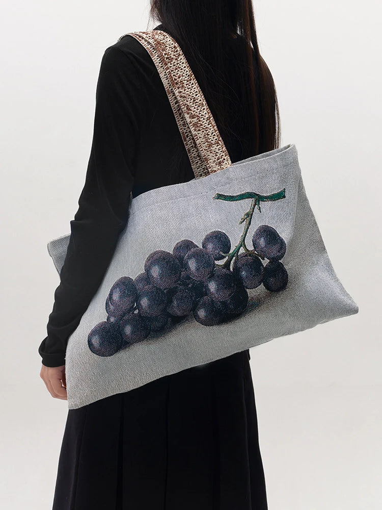 Pear & Grapes Oil Painting Tote Bag - TRLab Shop