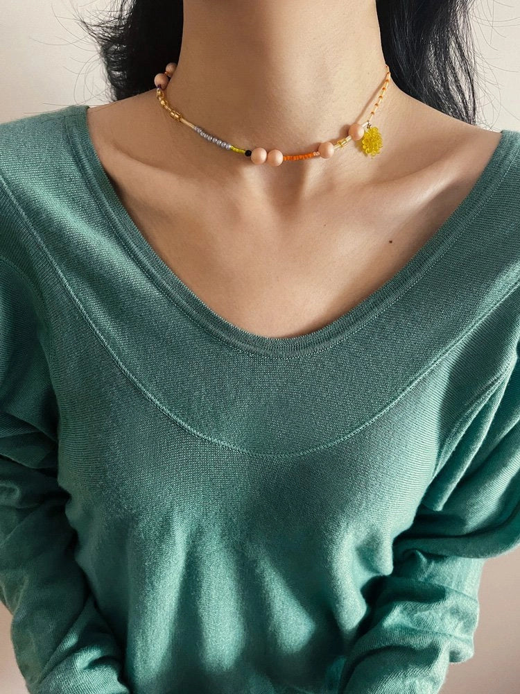 Sorbet Grapes Beaded Necklace - TRLab Shop