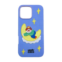 Cute fairy tale embroidered phone case with colorful floral and fairy design, fits popular smartphone models.