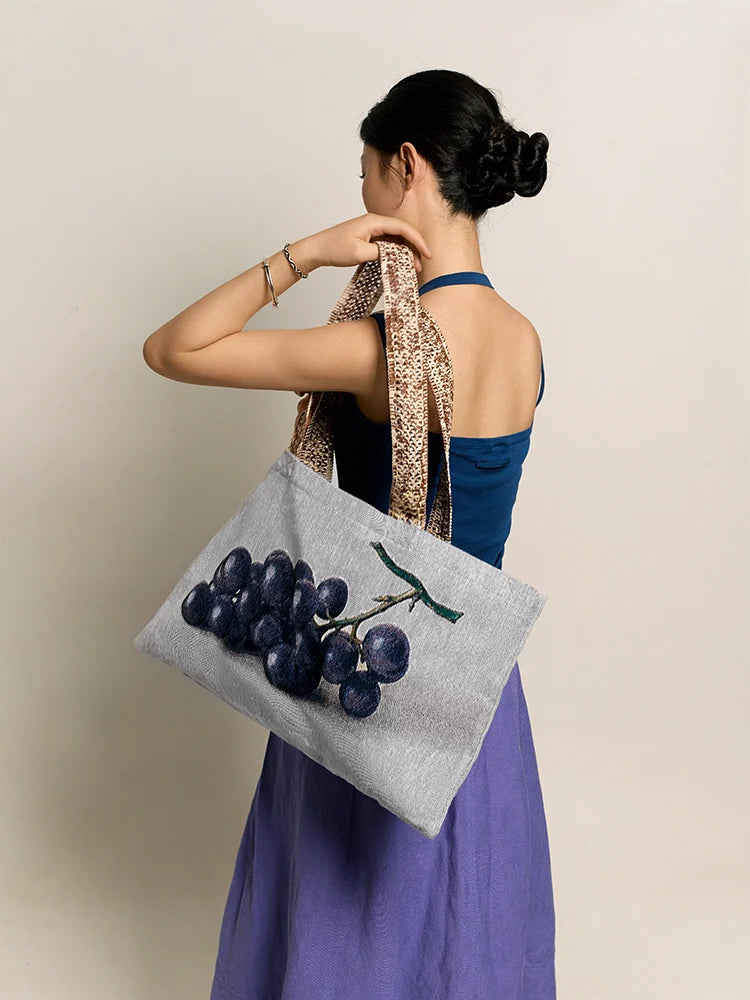 Pear & Grapes Oil Painting Tote Bag - TRLab Shop