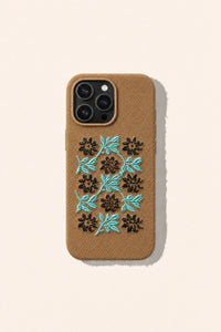 Vine and floral embroidered phone case by TRLab Shop featuring intricate embroidery on a protective cover.